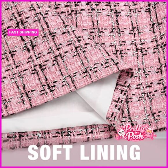 High Waist Woolen Plaid Pencil Mini Skirt Bodycon Slim Fit - Picture 5 of 7